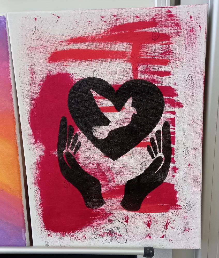 Kunstprojekt im Banksy-Stil im Rahmen des Tschechienaustauschs