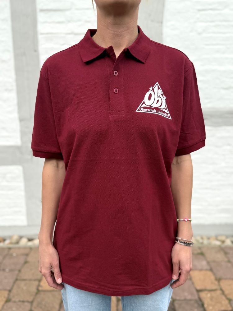 Poloshirt in Weinrot mit weißem Logo